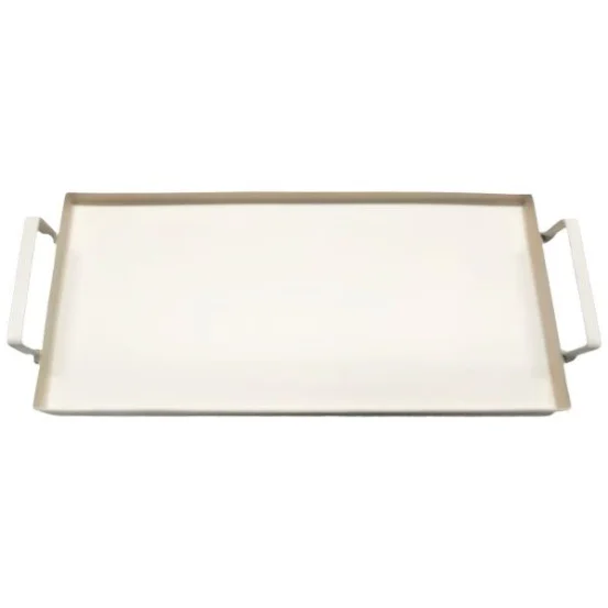 Металевий кремовий піднос із ручками SІLO, 34,5&times;15&times;6 см