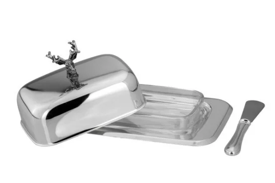 Маслянка зі срібним покриттям, 18×13×9 см