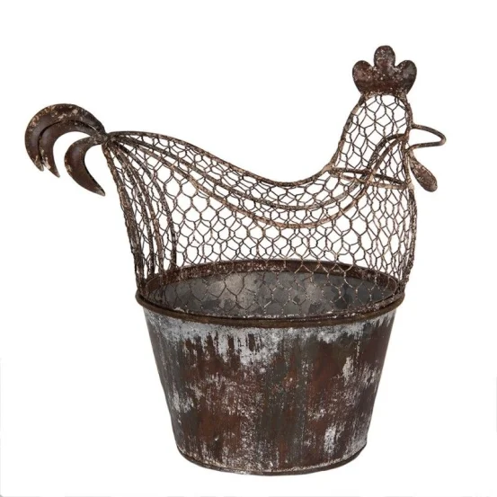 Металевий кошик-кашпо для зберігання у формі курки, 39&times;39&times;25 см