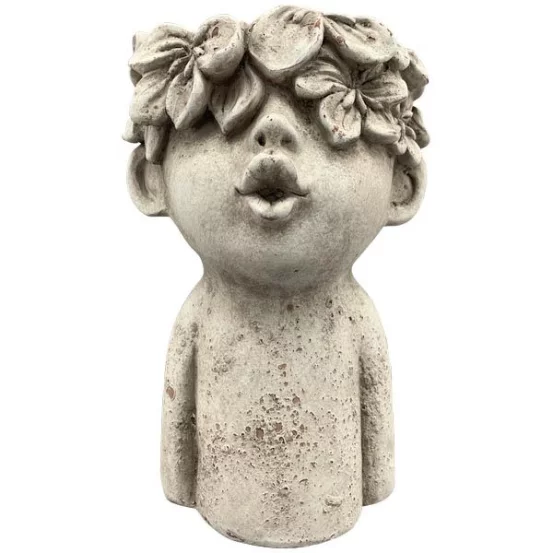 Декоративне кашпо-бюст з квітковим вінком, 17×17×24,5 см