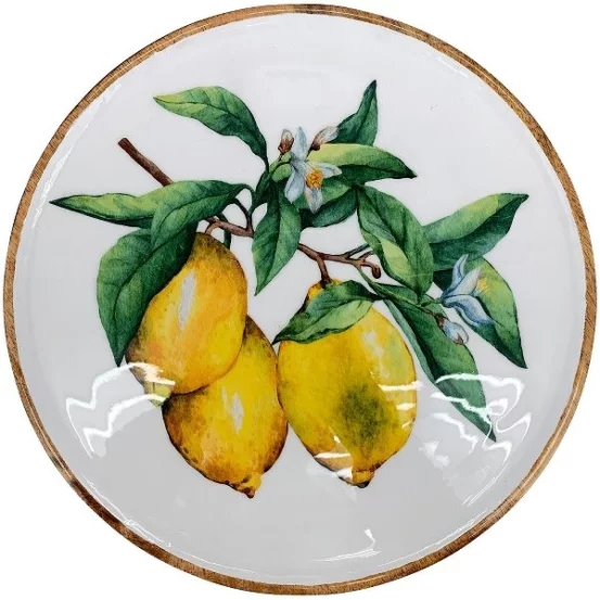 Дерев’яна сервірувальна тарілка з лимонами, 30x30x1,5 cm