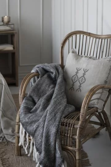 Плед сірий меланж з торочками