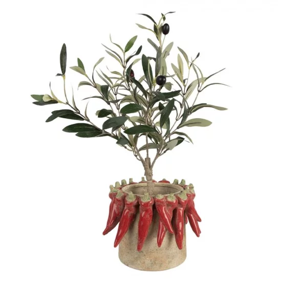 Керамічне кашпо з декором у вигляді перцю чилі, Ø21×17 см