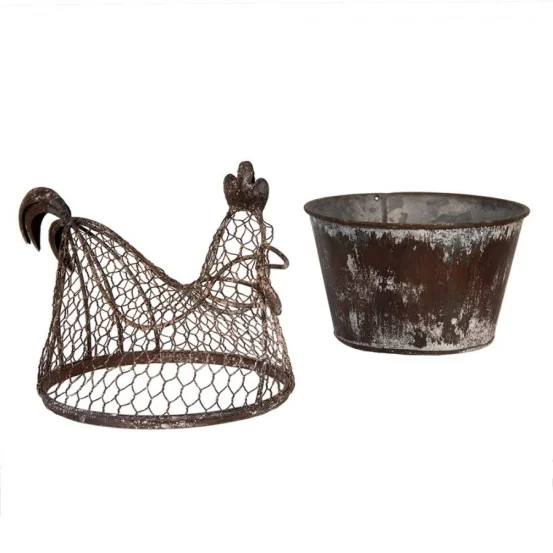 Металевий кошик-кашпо для зберігання у формі курки, 39&times;39&times;25 см