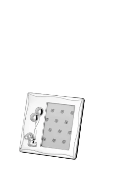 Посрібнена дитяча фоторамка з ведмедиком, 6×9 см