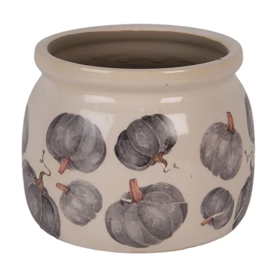 Керамічне кашпо з гарбузовим орнаментом, Ø 12×10 см