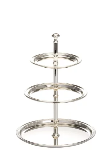Етажерка для подачі на 3 рівні зі срібним покриттям, 30 см