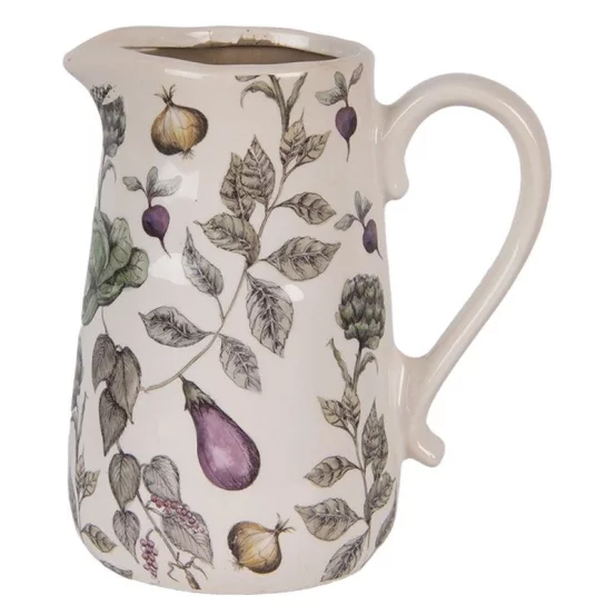 Декоративний керамічний глечик з овочевим орнаментом, 21×15×23 см