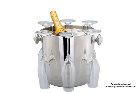 Охолоджувач для шампанського/вина з нержавіючої сталі з тримачем для 6 келихів