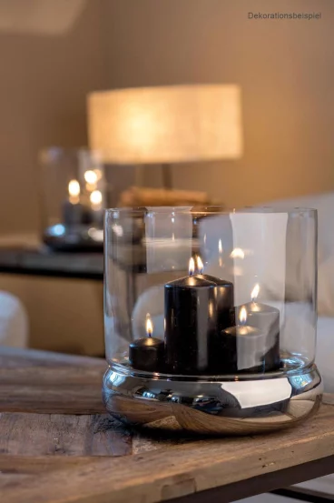 Скляний підсвічник на сталевій основі, 24 см