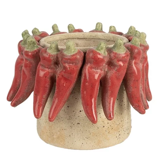 Керамічне кашпо з декором у вигляді перцю чилі, Ø17×13 см
