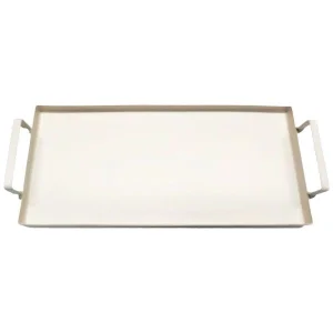 Металевий кремовий піднос із ручками SІLO, 34,5×15×6 см