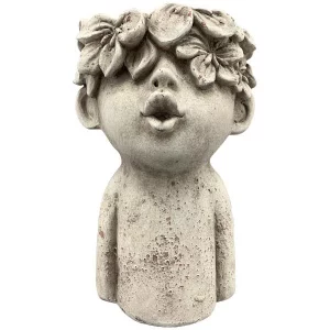Декоративне кашпо-бюст з квітковим вінком, 17×17×24,5 см