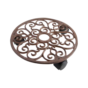 Металева підставка для горщика на колесах Brown