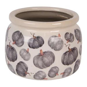 Керамічне кашпо з гарбузовим орнаментом, Ø20×15 см