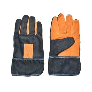 Джинсово-шкіряні садові рукавички