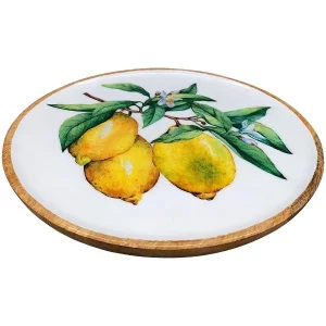 Дерев’яна сервірувальна тарілка з лимонами, 30x30x1,5 cm