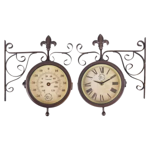 Вуличний настінний годинник-термометр двосторонній