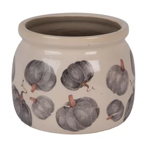 Керамічне кашпо з гарбузовим орнаментом, Ø 12×10 см