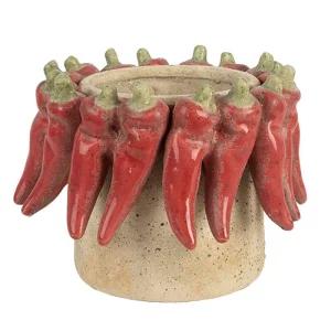 Керамічне кашпо з декором у вигляді перцю чилі, Ø17×13 см